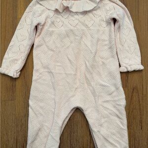 Janie and Jack Light Pink Heart Knit romper